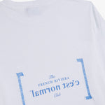Le Linen T-Shirt in white — blue French Riviera Club graphic on the back