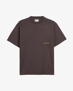 The Nevada T in dark boulevard — front view with cursive logo embroidery