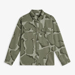 The Bilbao Overshirt in camo — front view against a white background