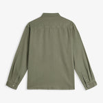 The Bilbao Overshirt in olive — back view against a white background