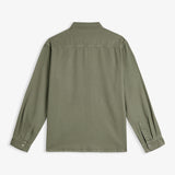The Bilbao Overshirt in olive — back view against a white background
