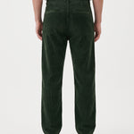 The Daily Cord Chino in forest green — back view showing buttoned rear pockets