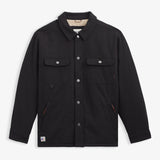 Denver Canvas Jacket in black — front view showing dual chest pockets and sherpa lining