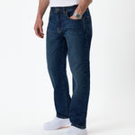 The Jeans Classic Straight Fit in mid wash blue — front view showing the straight leg silhouette