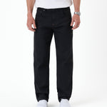 The Jeans Relaxed Straight Fit in jet black — front view against a white background