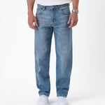 The Jeans Relaxed Straight Fit in light midwash — front view against a white background