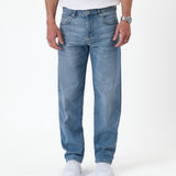 The Jeans Relaxed Straight Fit in light midwash — front view against a white background