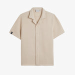 Le Waffle Resort Shirt in light beige — front view showing the textured waffle-woven cotton