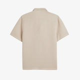Le Waffle Resort Shirt in light beige — back view highlighting the waffle-woven cotton texture.