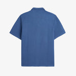 Le Waffle Resort Shirt in azure — back view showing the textured waffle-knit cotton