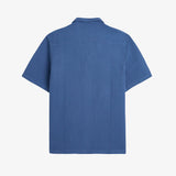Le Waffle Resort Shirt in azure — back view showing the textured waffle-knit cotton