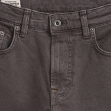 Motion 5 Pocket Classic Straight Pant in dark mole — close-up of the waistband and zip fly