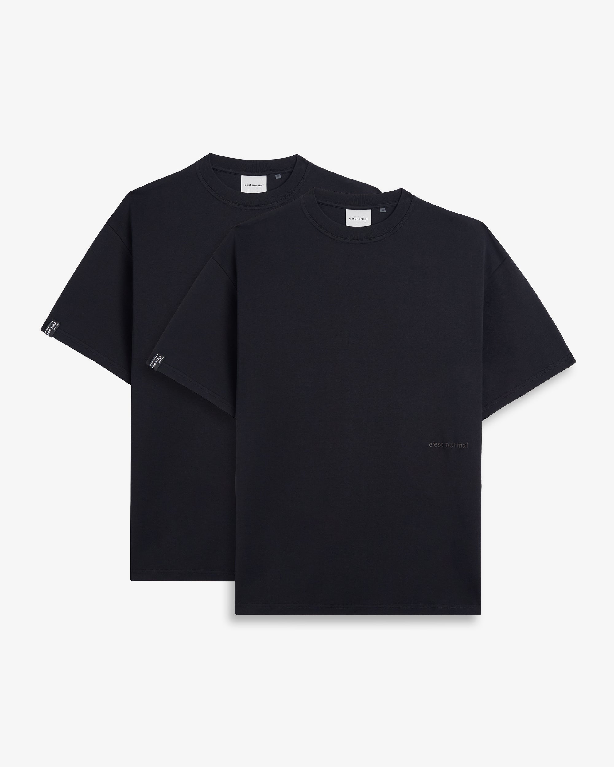 Oversized Tonal T-Shirt 2-Pack in black — displayed together showing front views