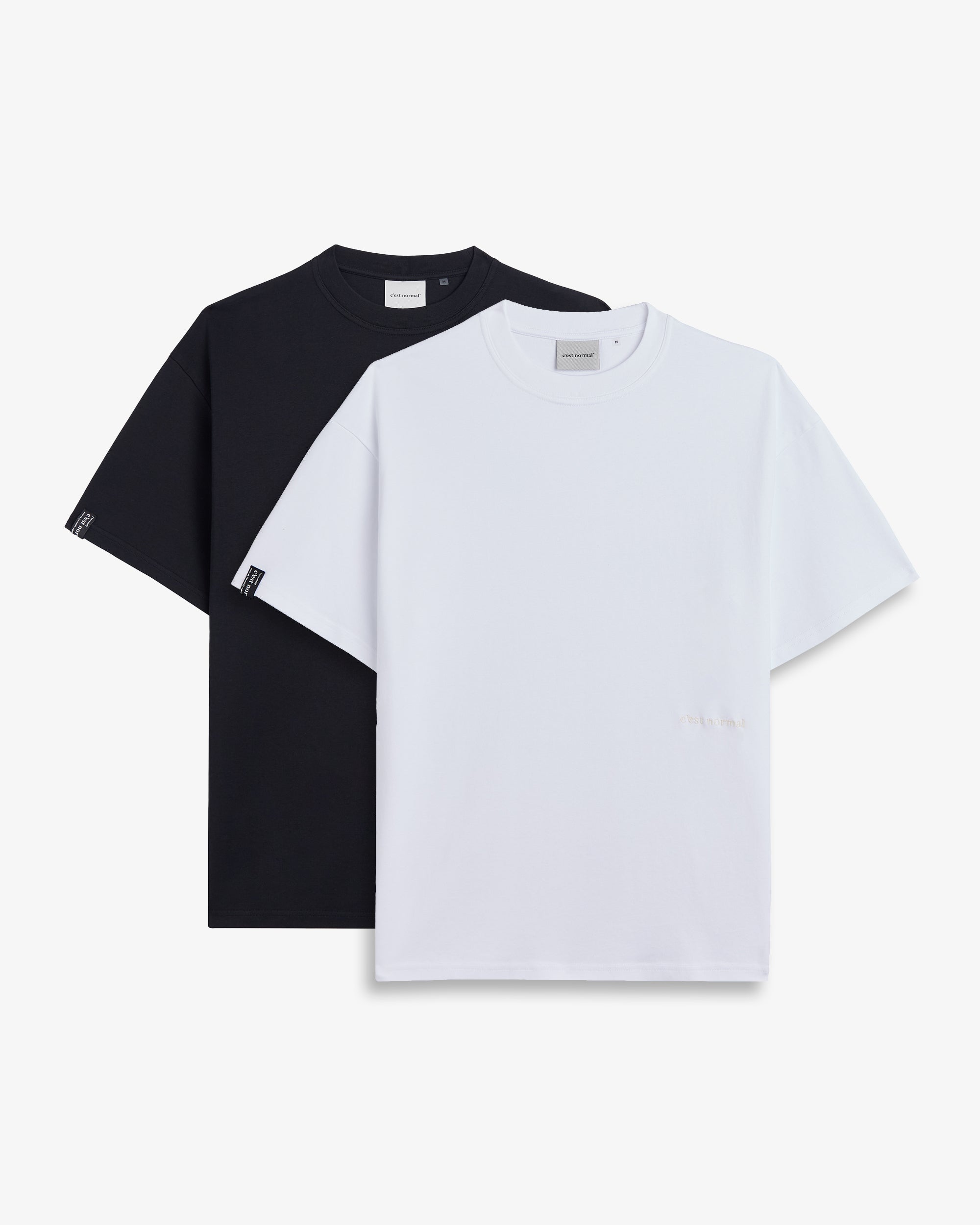 Oversized Tonal T-Shirt 2-Pack in black and white — stacked flat lay view