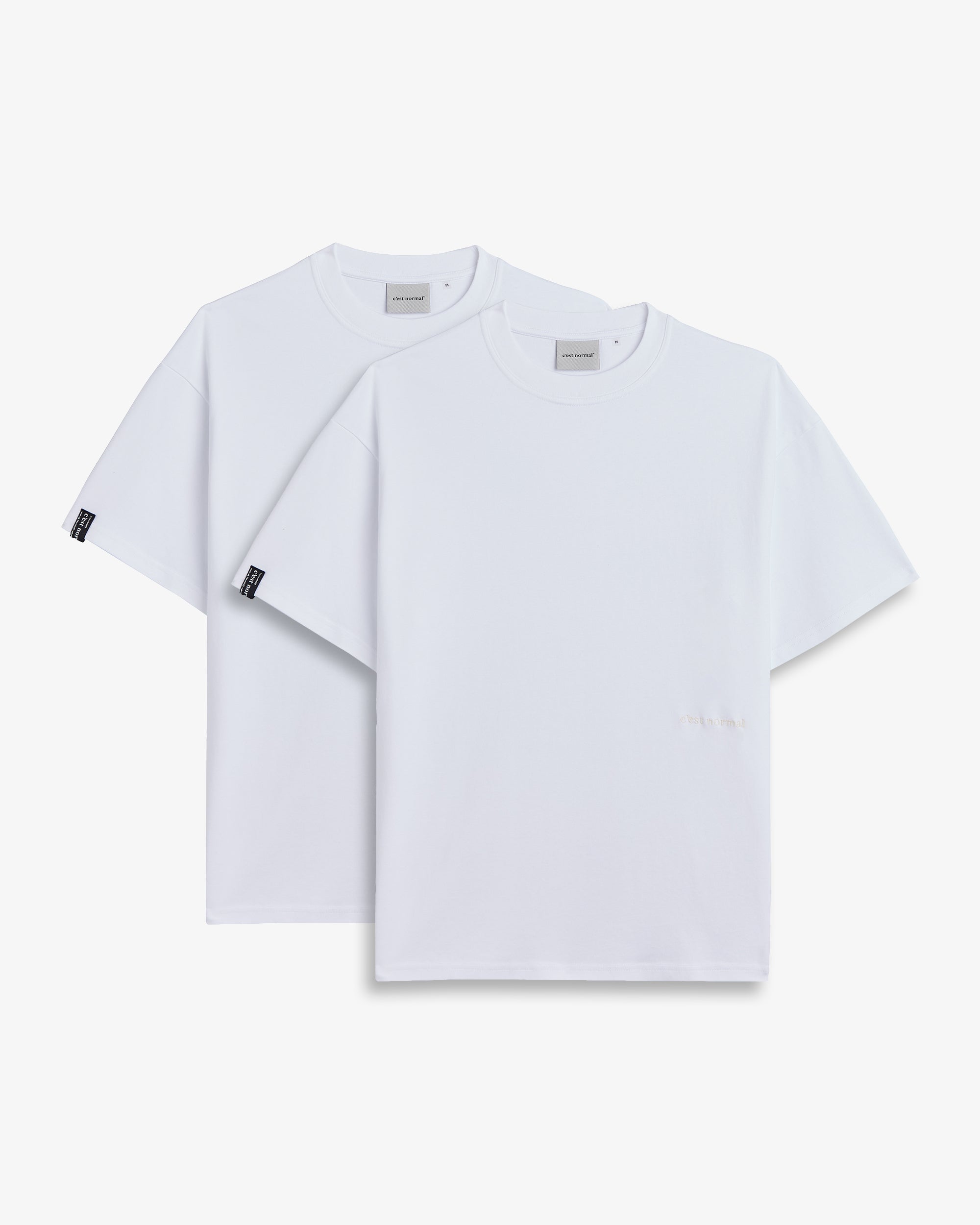Oversized Tonal T-Shirt 2-Pack in white — stacked product view showing the folded pack