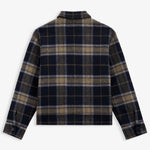 The Reversible Wool Jacket in plaid — back view showing the checked pattern