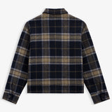The Reversible Wool Jacket in plaid — back view showing the checked pattern