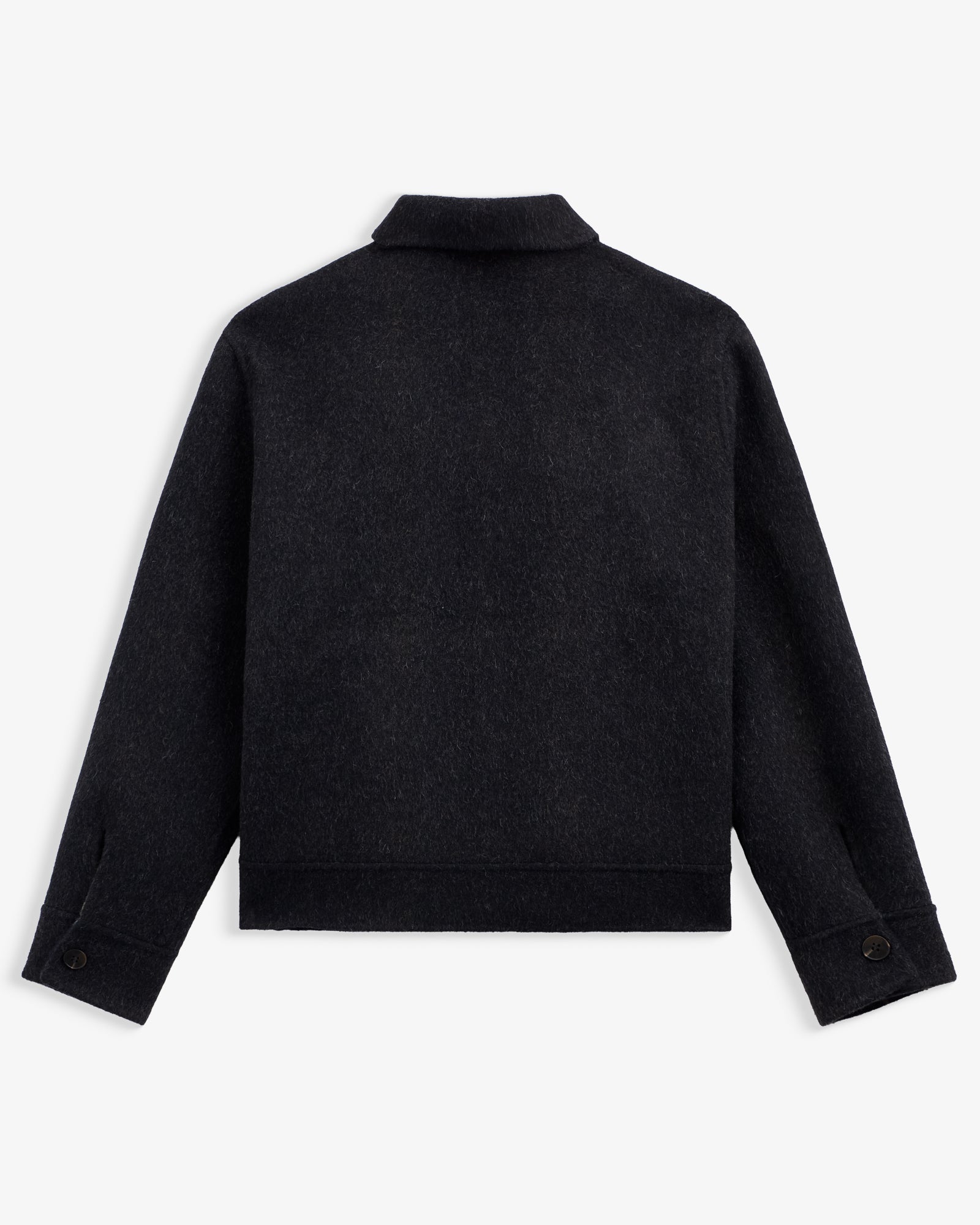 The Reversable Wool Jacket in dark grey — back view