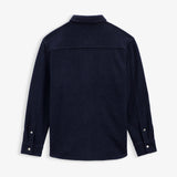 Stockholm Wool Shacket in blue — back view showing the plain design