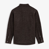 Stockholm Wool Shacket in brown melange — back view showing the textured fabric