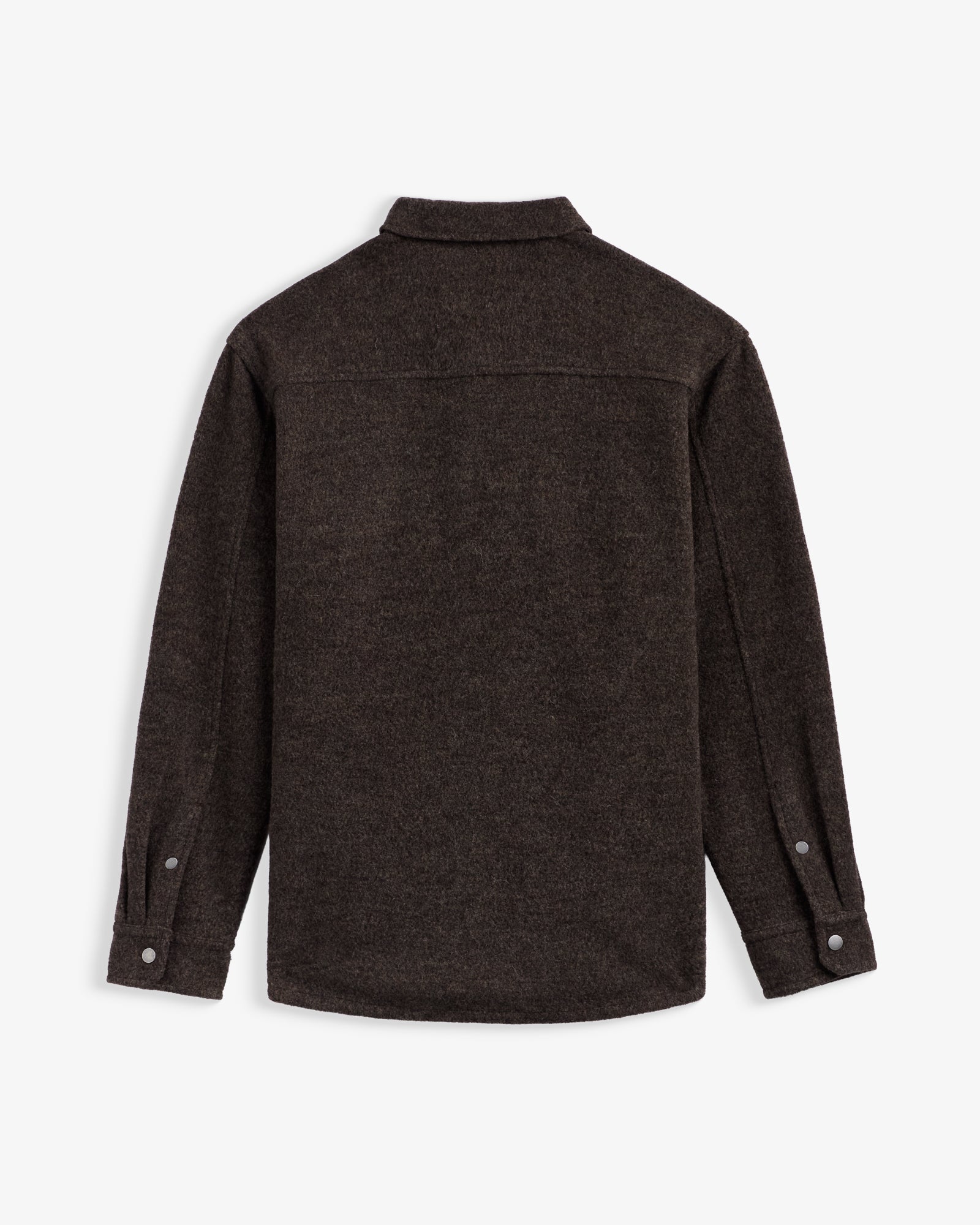 Stockholm Wool Shacket in brown melange — back view showing the textured fabric