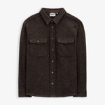 Stockholm Wool Shacket in brown melange — front view with dual chest pockets
