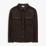 Stockholm Wool Shacket in brown melange — front view with dual chest pockets
