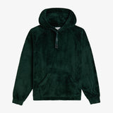 The Oversized Teddy Hoodie in pine — front view showing the soft fleece texture