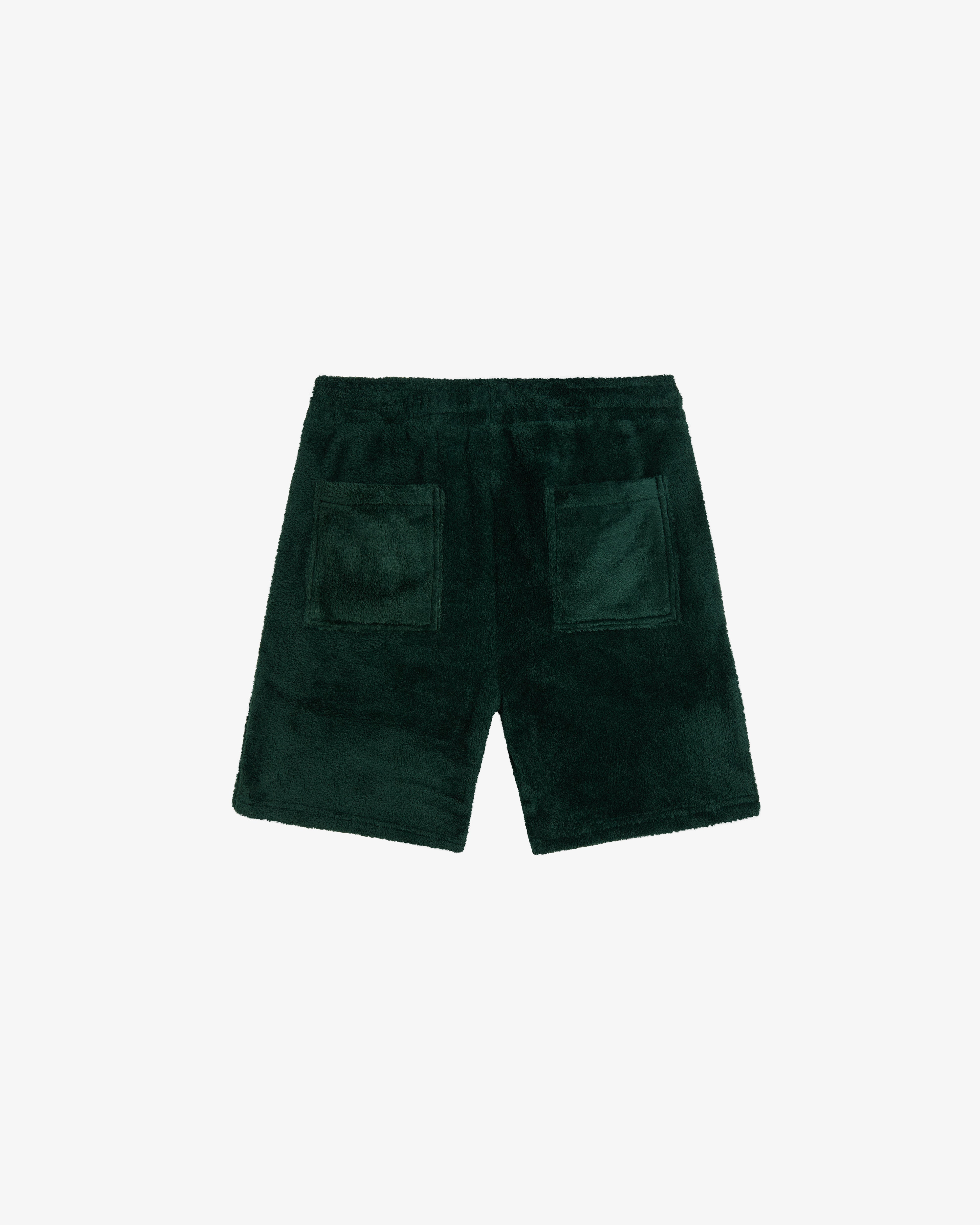 The Teddy Shorts in pine — back view featuring two square back pockets