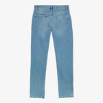 A back view of The Jeans Regular Fit in blue, laid flat on a white background. The image highlights the two back pockets, belt loops, and the classic denim wash.