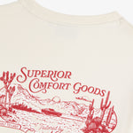 The Oversized Printed T-shirt in cream — close-up of the red desert graphic on the back