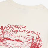 The Oversized Printed T-shirt in cream — close-up of the red desert graphic on the back