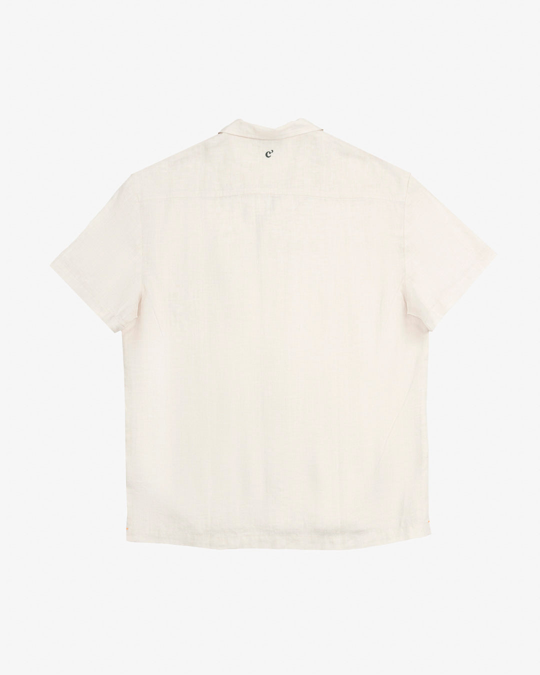 The Tampah Hills Linen Resort Shirt in cream — back view showing the C' logo on the yoke