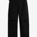 The Monterrey Cargo Pant in black — front view with angled cargo flap pockets