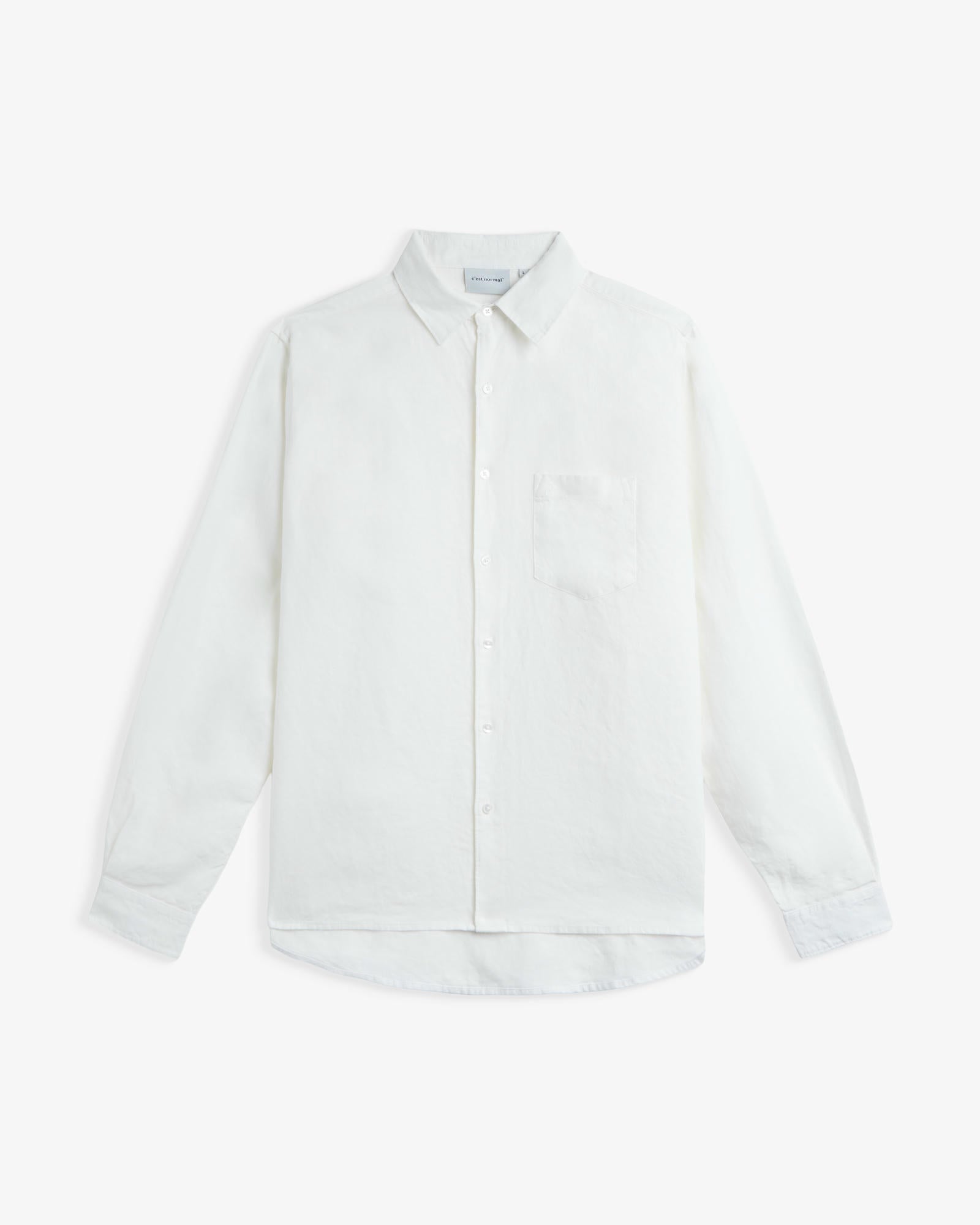 The Daily Linen Shirt in off white — front view against a white background