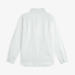 The Daily Linen Shirt in off-white — back view showing the yoke and pleats