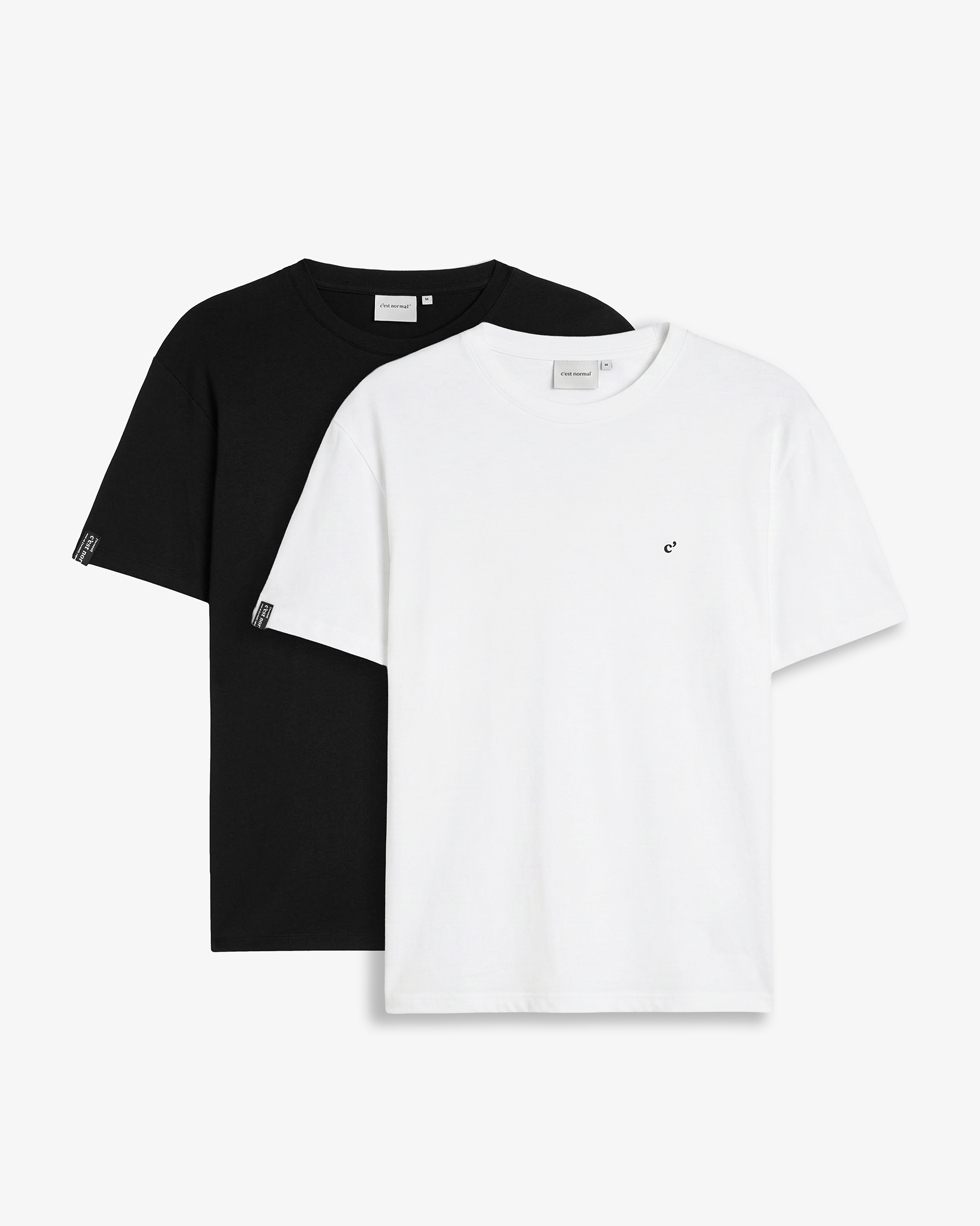 The Forever T-shirt 2-Pack in black and white — classic crewneck tees layered together