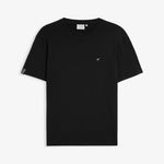 The Forever T-shirt in black — front view with a small white logo on the chest