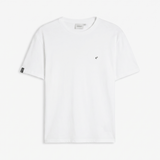 The Forever T-shirt in white — front view featuring a small black logo on the chest