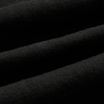The Holiday Linen SS Shirt in black — close-up showing the breathable linen texture