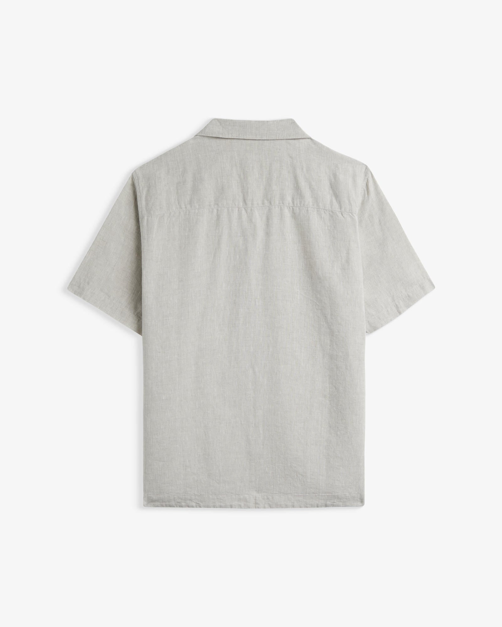 The Holiday Linen SS Shirt in natural — back view against a light grey background