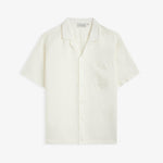 The Holiday Linen SS Shirt in off white — front view against a white background