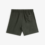 The Holiday Linen Short in dark khaki — back view against a white background