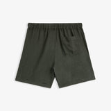 The Holiday Linen Short in dark khaki — back view against a white background