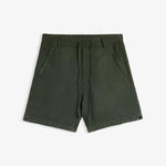 The Holiday Linen Short in dark khaki — front view against a white background