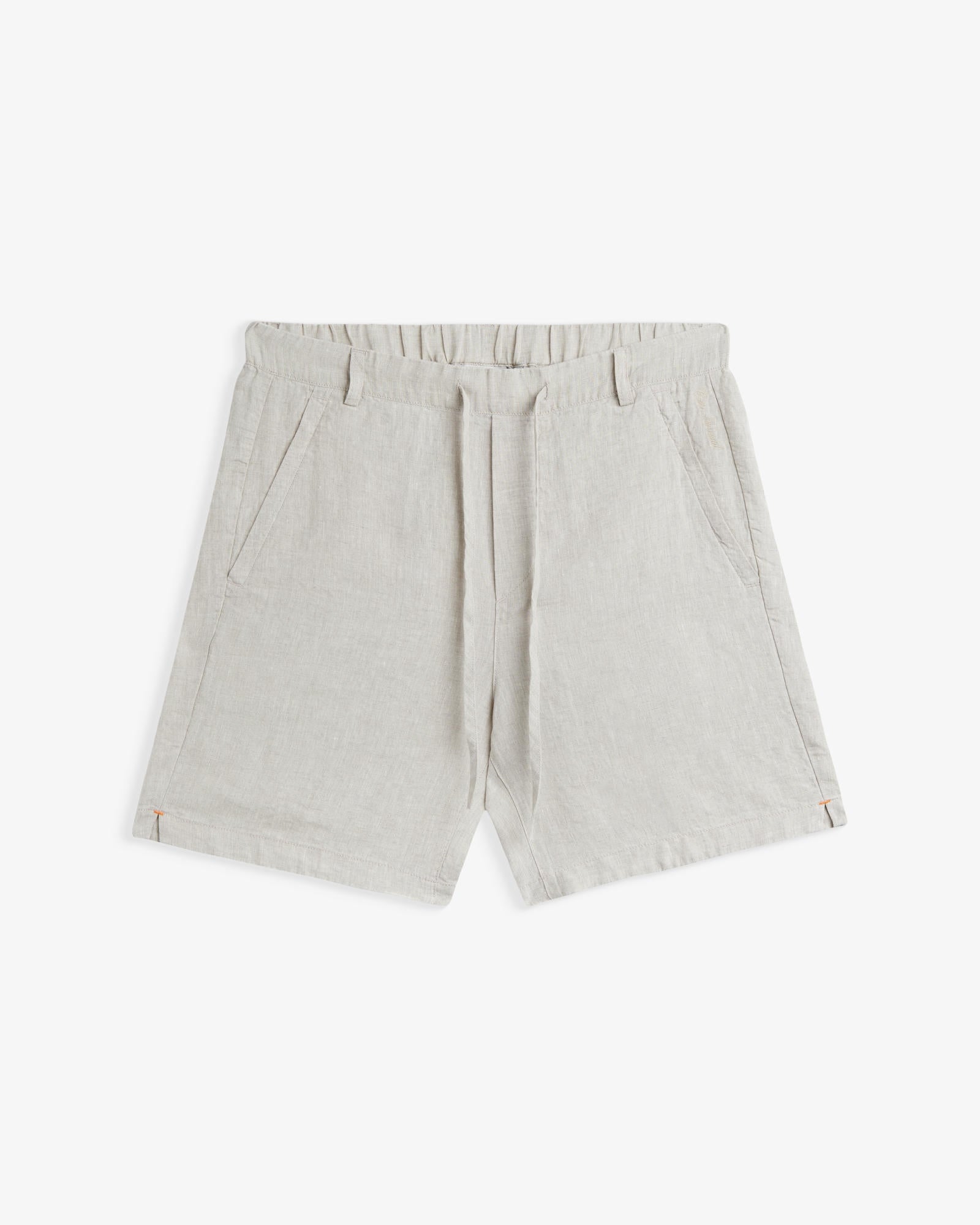 The Holiday Linen Short in natural — front view against a white background