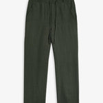 The Holiday Linen Trouser in dark khaki — front view against a white background