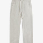 The Holiday Linen Trouser in natural — front view showing the drawstring waist
