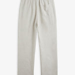 The Holiday Linen Trouser in natural — back view with elasticated waistband and pocket