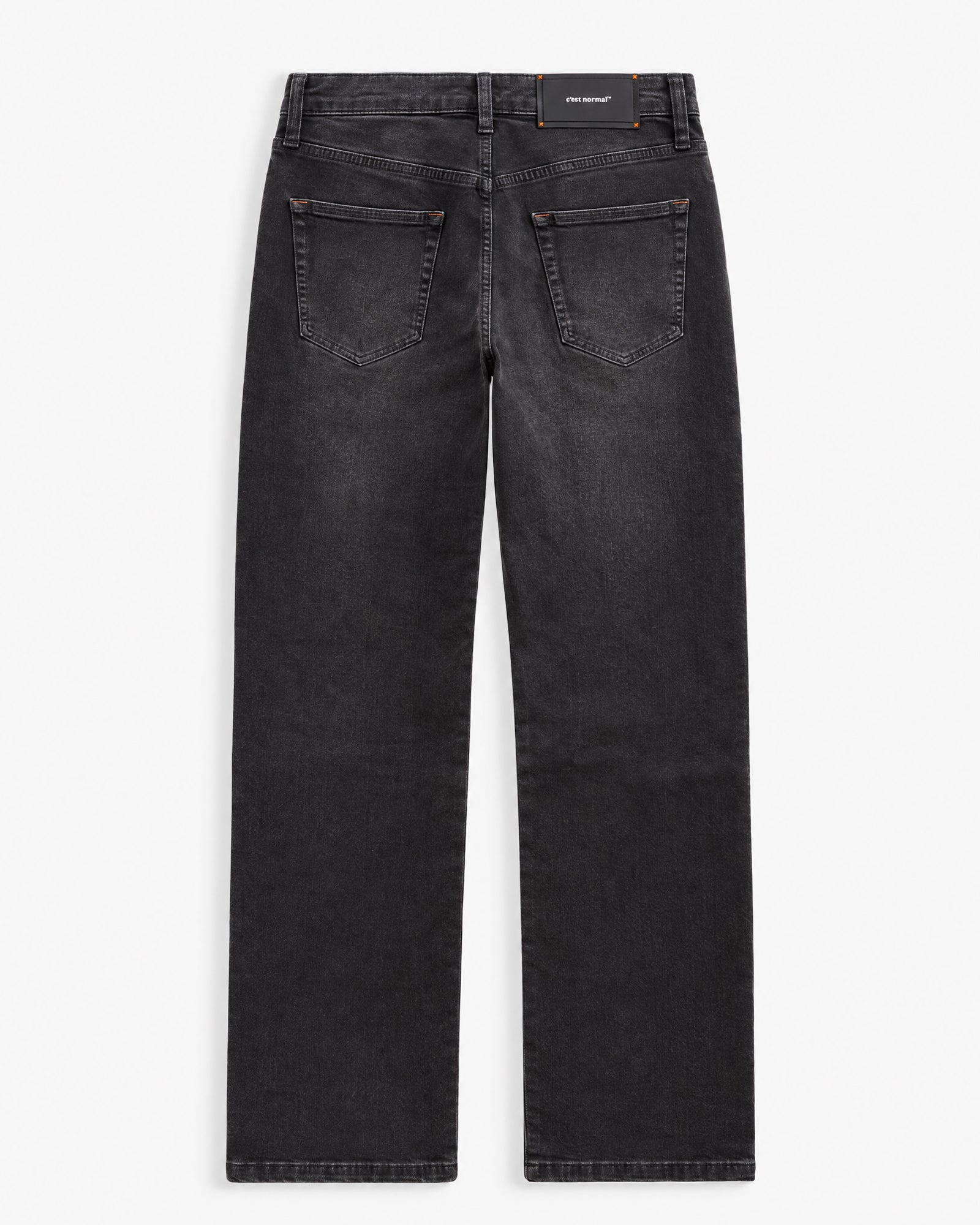 The Jeans Relaxed Straight Fit in ecru — back view showing the rubber patch